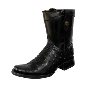 Dubai Ostritch Short Boots with Zipper