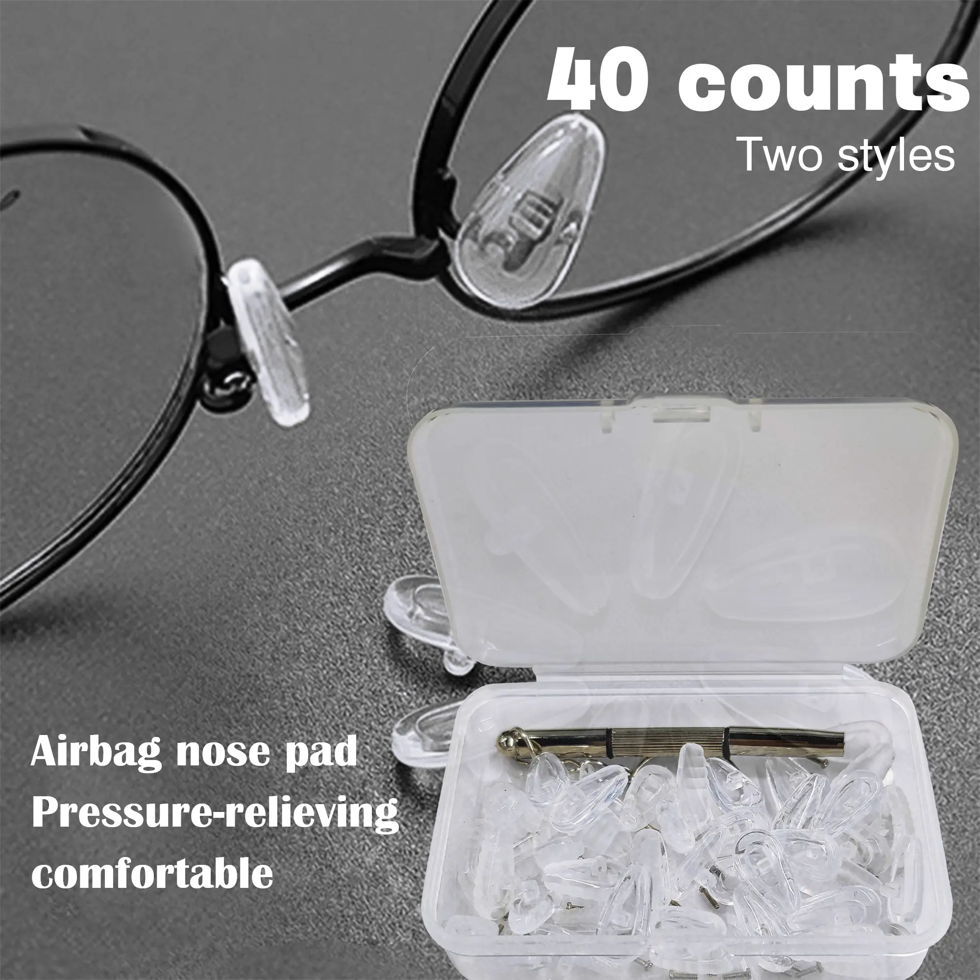 40 Counts Eyeglasses Nose Pads - Air Chamber Silicone Design for All-Day Comfort & Anti-Slip Fit
