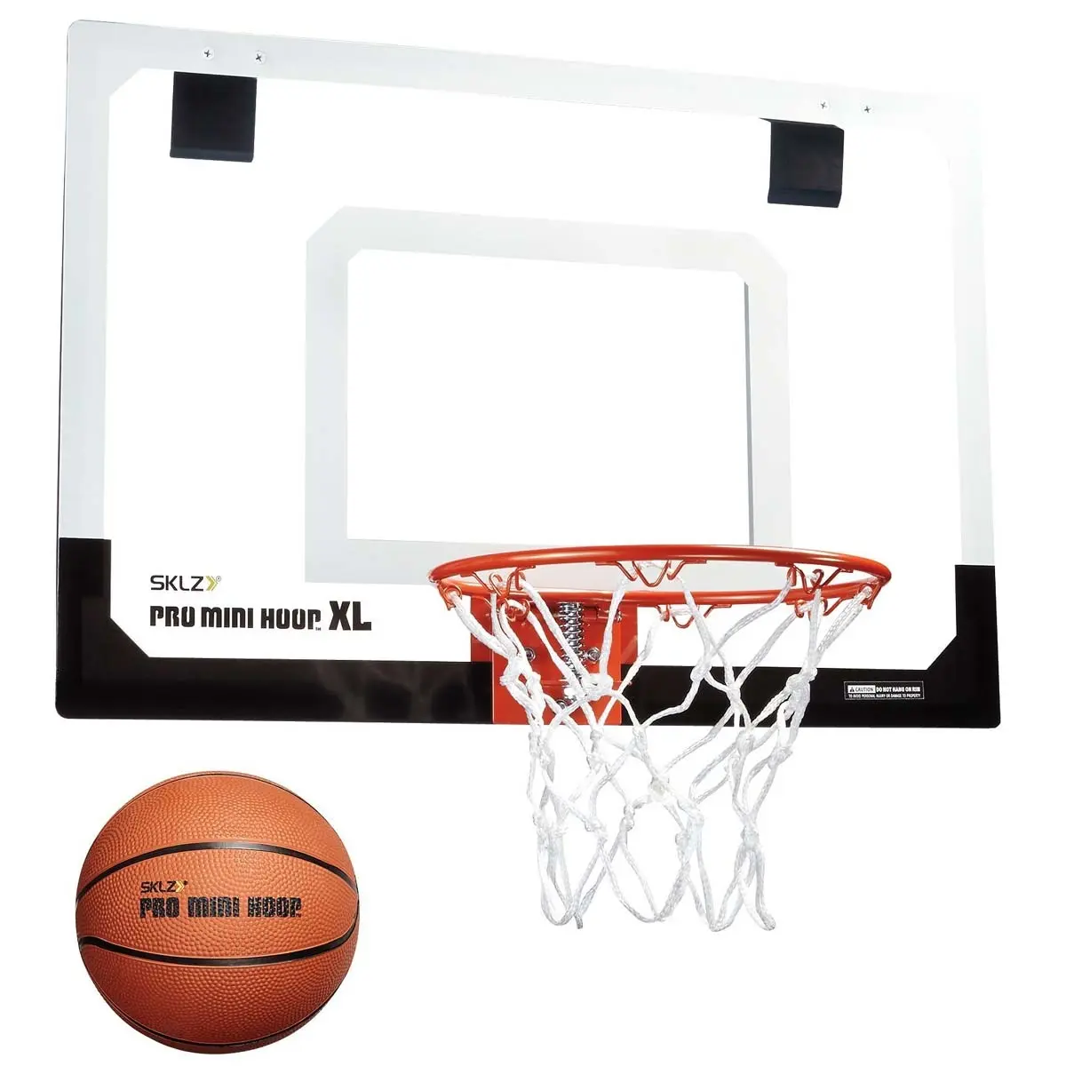 SKLZ Pro Mini Hoop XL Pro-Grade Door-Mount Indoor Basketball Hoop, 16"x23" Shatterproof Polycarbonate Backboard, Heavy-Duty Net, Foam Pads, Nickel (Soluble Compounds) Compatible Design, Backboards, Net Set, Max 1.75"