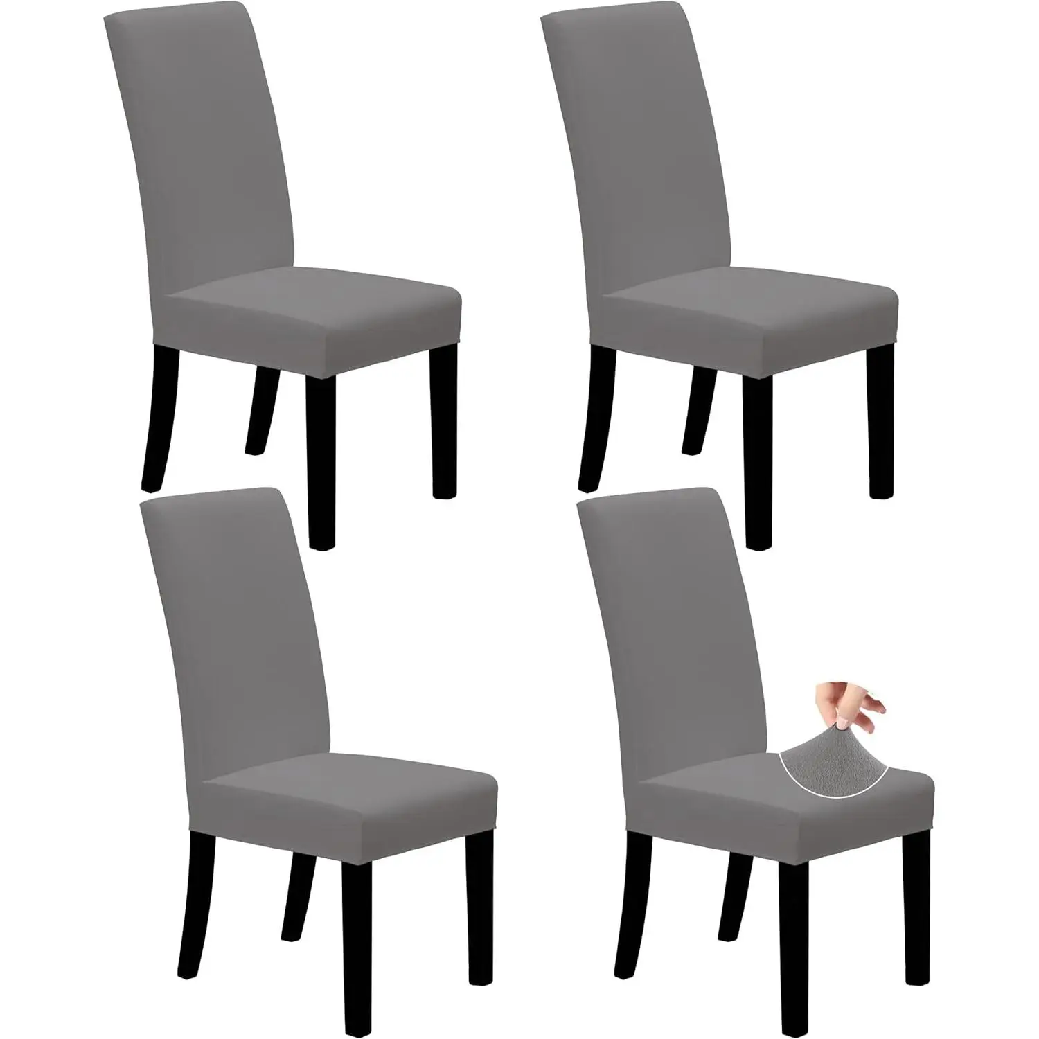 Dining Chair Covers Stretch Dining Room Chair Covers Set of 4, Parsons Chair Slipcovers for Dining Room, Ceremony, Banquet, Light Grey