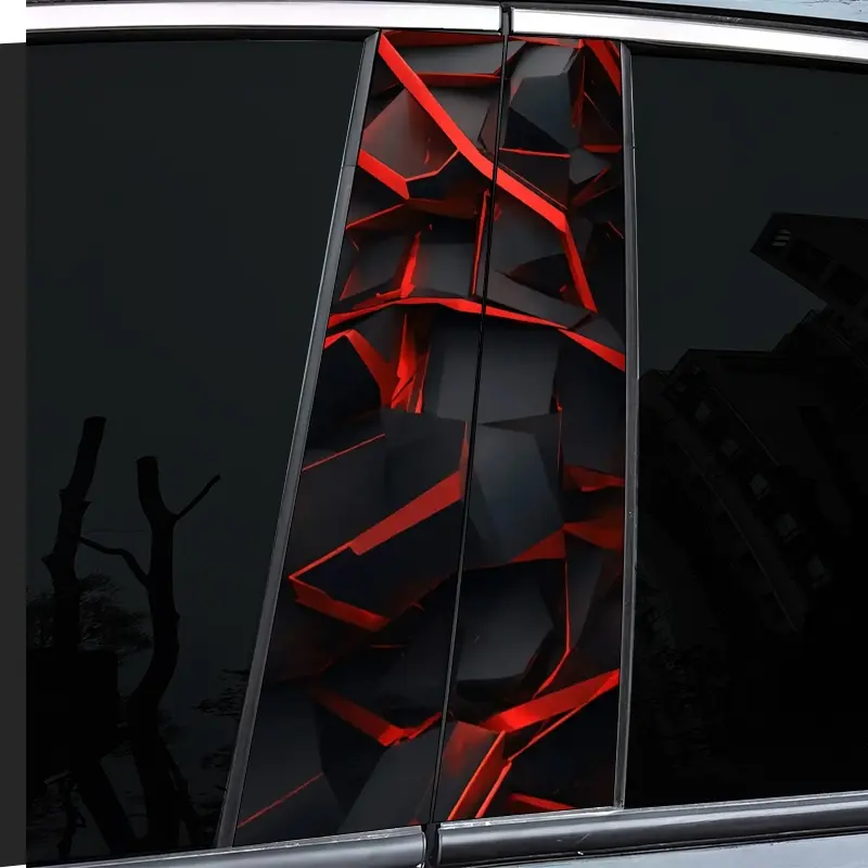 2-Piece Red Blade Black Rock Pioneer Industrial Wind Car Decal, High Gloss, Waterproof and Scratch Resistant, PVC, Sticker, Sticker For Cars, Self-Adhesive Suitable for Door Post etc., Ideal for Vehicles, Wall and Window Glass