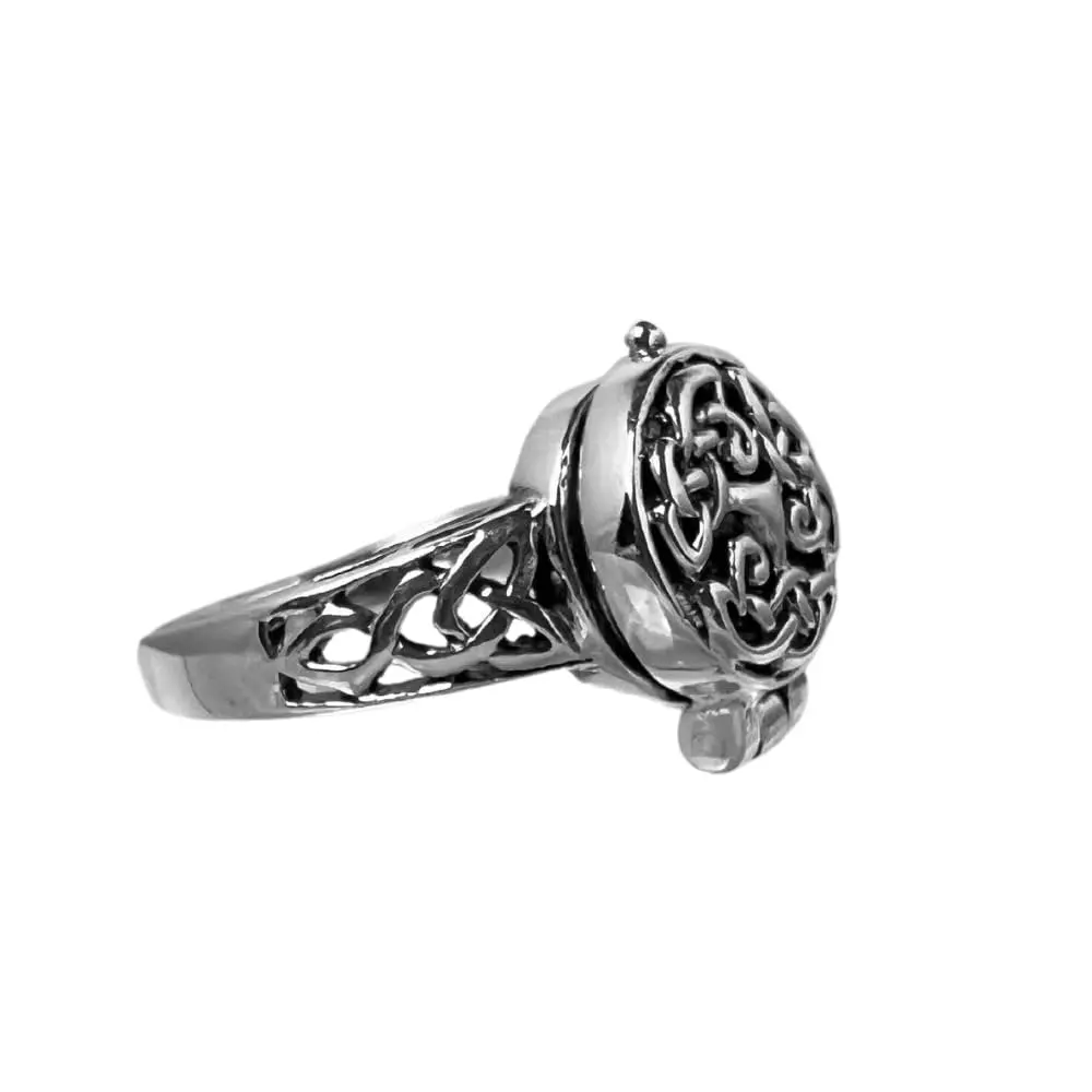 Sterling Silver Celtic Triquetra Pillbox Style Ring
