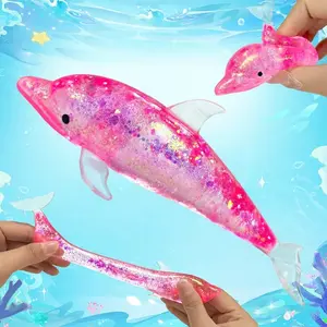 Dolphin Stress Relief Toy Set, Adult Squeeze Toy, Mini Glitter Dolphin Stress Ball, Animal Shape Ball, Kawaii Squishies, Perfect Gift for Office and Christmas