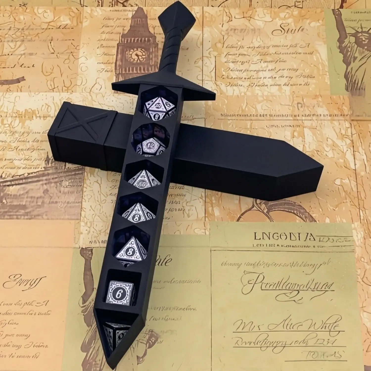Dnd Desktop Game Accessories, Durable Large Sword-Shaped Dice Storage Ornament, Perfect for Tabletop Rpg Enthusiasts and Holiday Gifts, Gaming Room Decoration