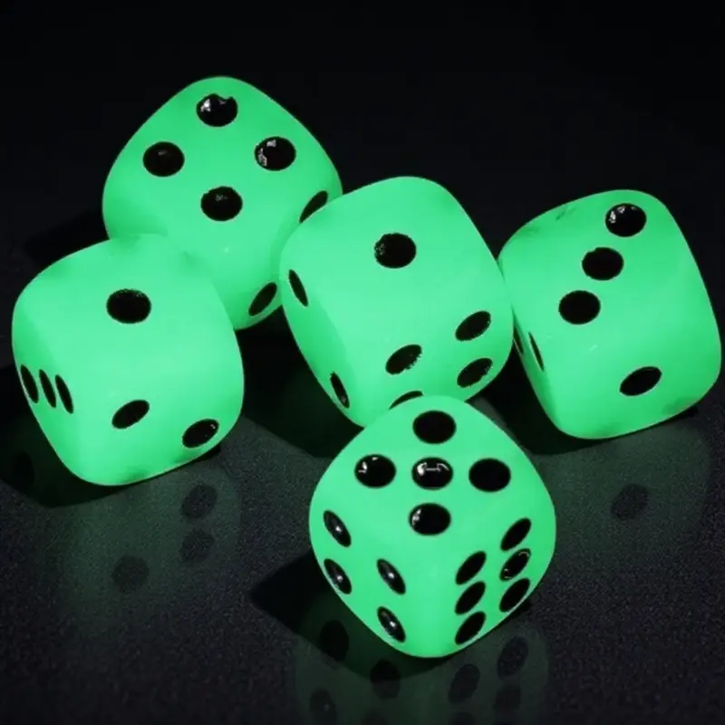 Glow in the dark rounded edge dice six sided luminous gaming dice Durable for bar parties drinking games safe DND role play props tabletop entertainment accessories