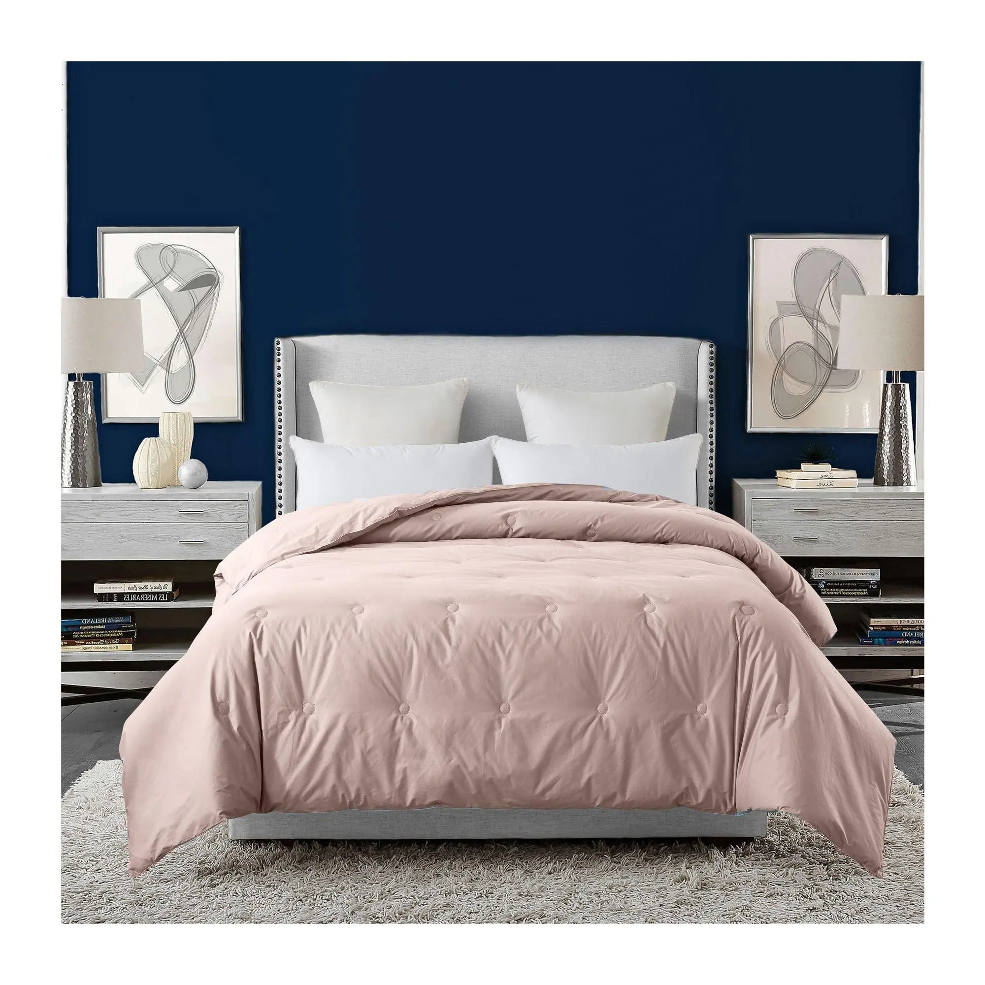 Royal Velvet Tufted Down Alternative Comforter-Blush F/Qn