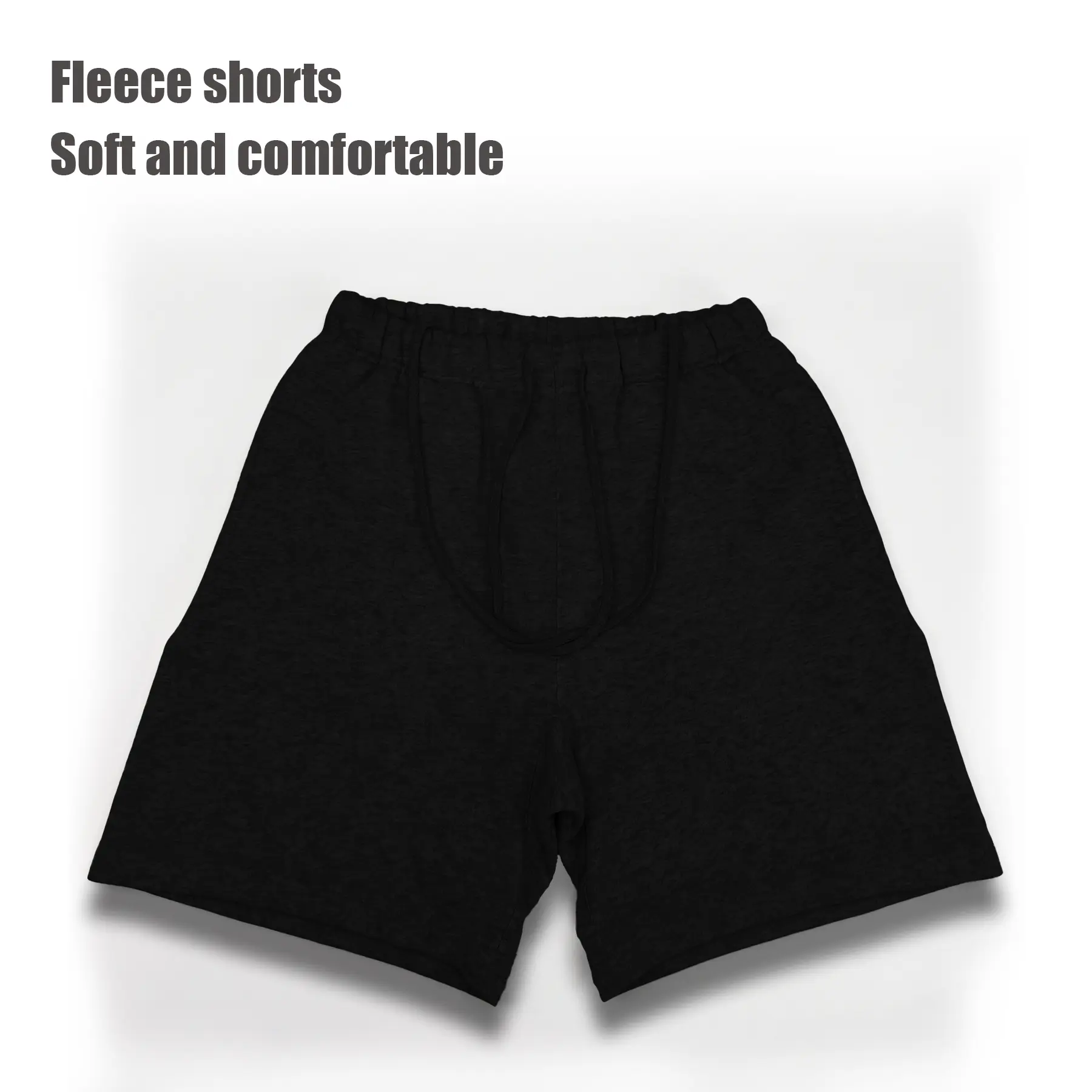 Fleece Lined Sweatshorts for Men & Women, Street Style Loose-Fit Pocketed Lounge Bottoms for All Seasons, Basic, Machine Wash, Regular Size, Solid Plain, Tie Front, Casual Black Shorts, Lace-Up, All-Season, Lightweight, Fashion Apparel, Mid-Waist