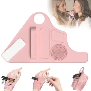 New Silicone Multifunctional Makeup Wristband, Fixed Makeup Brushes, Dual-Compartment Design, Reusable Portable Foldable Brush Holder