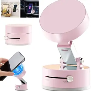 Vacuum magnetic suction cup folding and rotating bracket double-sided suction cup universal vacuum rotating bracket mobile phone bracket black, white, pink three colors Phone Suction Pad Universal Phone Holder