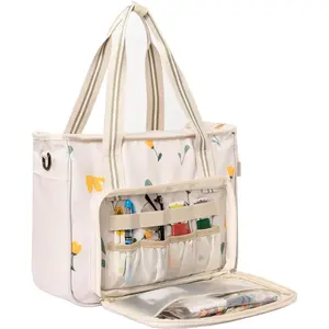 Embroidery Kits Storage Bag, Portable Craft Carry Case, Sewing Kits Embroidery Supplies Storage Bag and Embroidery Project Carrying Bag (Bag Only) for Beginner, Adults