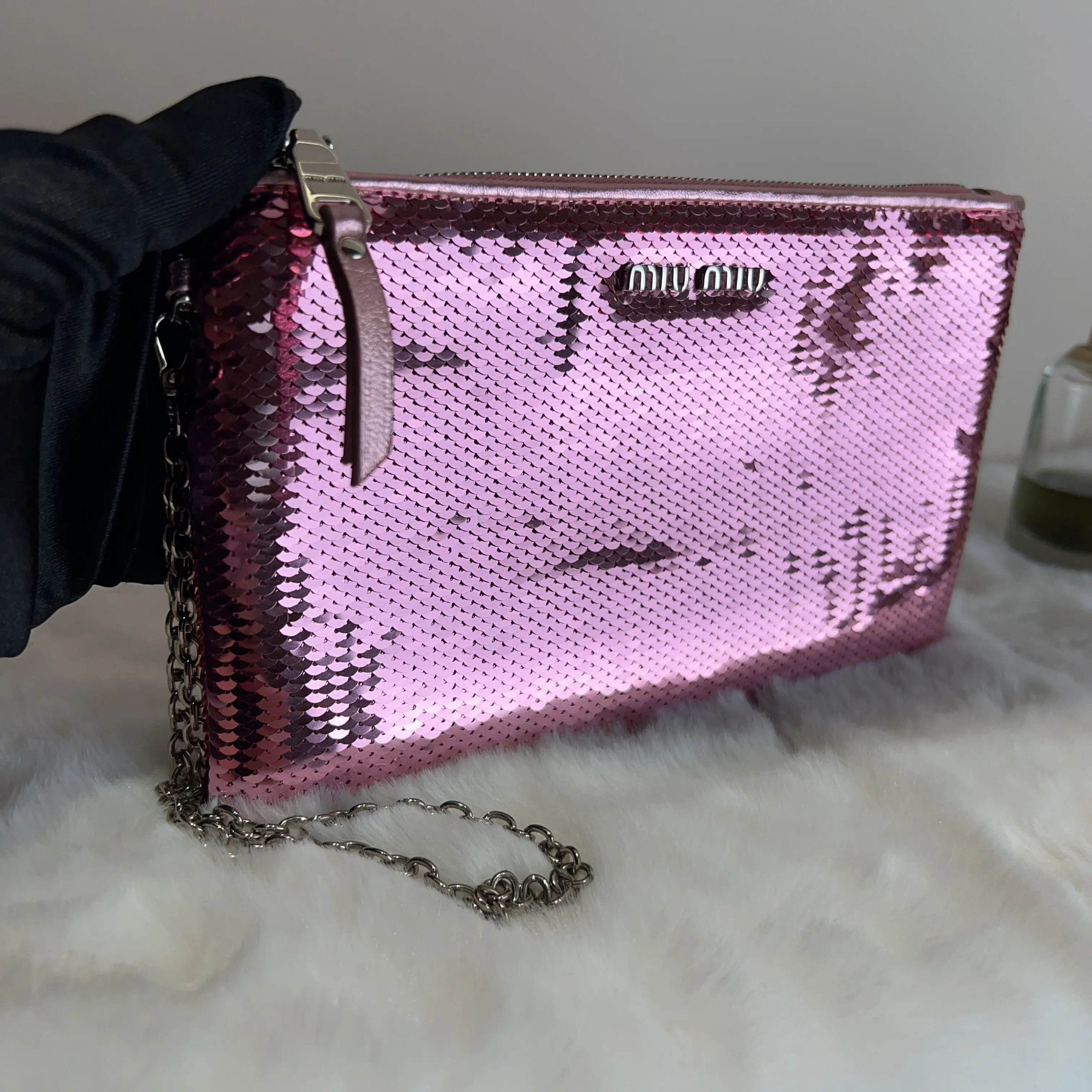 Pre-owned miu miu purple sequined handbag