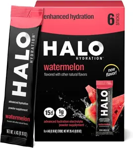 Halo Hydration Electrolyte Powder Packets – Watermelon - 6 Servings (5g Each) - Organic Hydration Drink with Low Sugar + Essential Vitamins + Minerals - Vegan
