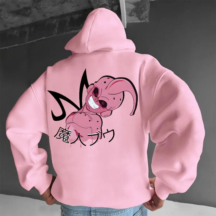 Unisex Casual Majin Buu Anime Print Double-Sided Hoodie, DBZ Hoodie, 7DB Anime 90s Graphic Hoodie, Anime Shirt Tops Classic Menswear