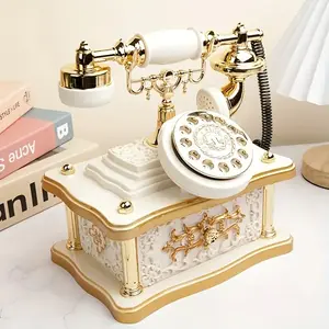 Father’s Day or Graduation Gift  Durable Decor & Birthday Gift – Vintage Rotary Phone Music Box, Hand-Cranked 8 Melodies, No Batteries Needed, Durable Desk Decor for Music Box Lovers, Retro Industrial Aesthetic