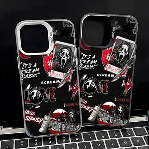 Ghostface Horror Phone Case for iPhone 17 16 15 14 13 12 11 Pro Max – Scream Movie Pattern Printed Halloween Scary Cover, Slasher Aesthetic Gift