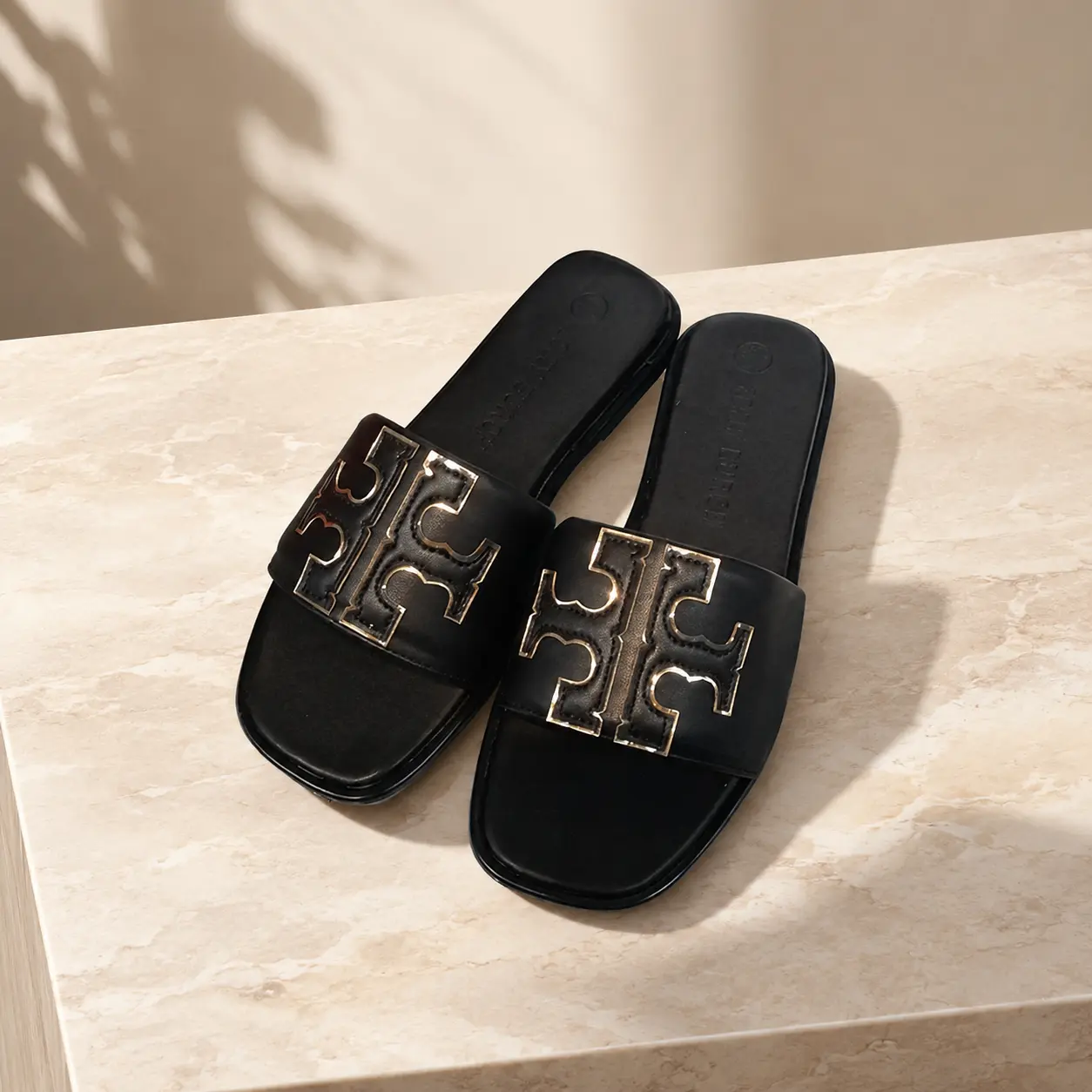 Women's Classic Double T Flat Sandals – Comfortable Slip-On Slides for Vacation & Everyday Wear