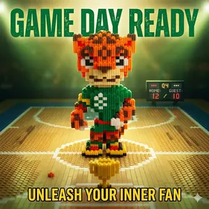 Micro Bricks Leopard Soccer Mascot 3D Puzzle - Premium Mini Building Blocks Model Kit, High-Detail DIY Assembly Toy, Unique Collectible Gift for Sports Fans