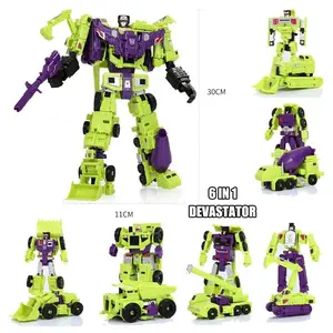 HZX 6In1 Devastator Haizhixing Toys Anime Action Figure KO G1 Robot Aircraft Engineering Vehicle Model  NO Box