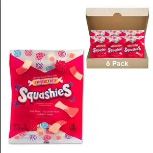 Smarties Squashies 6 Pack Foam Marshmallows Gummies Candy Gluten Free Peanut Free Raspberry Flavor 5 oz Bulk Party Favors