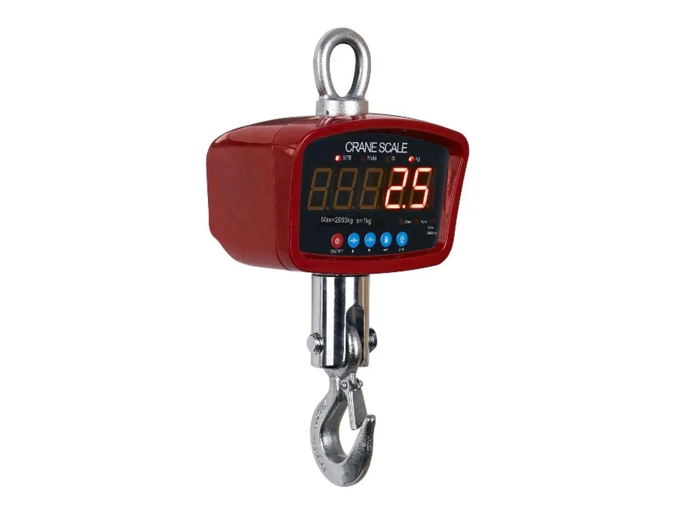 Optima Scales OP-924 Series Die-Cast Metal Digital General Purpose Crane Scale - 500 lbs Capacity, 0.2 lb Graduation, 12 lbs Weight, 19x12x9 Inches, >80 Hrs Battery Life, LED Display, Included Batteries, for Overhead Lifting