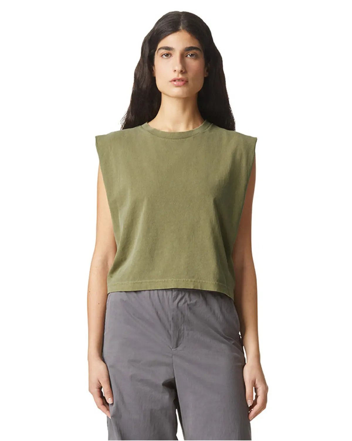 American Apparel Heavyweight Cotton Women's Garment Dyed Muscle Comfort Womenswear Casual Collar
