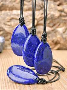 Vintage Lapis Lazuli Necklace for Men and Women, Summer Beach Vacation Jewelry, Healing Crystal Pendant, Unisex Fashion Accessory
