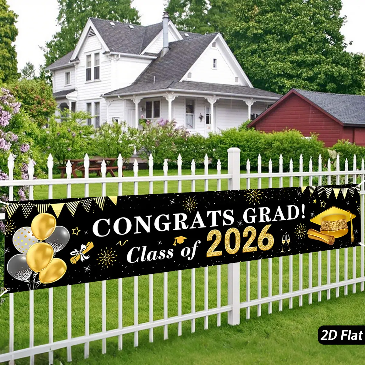 Graduation Decorations Banner Black Gold Congrats Class of 2026 Graduation Yard Banner Congratulations Graduates Yard Sign for 2026 College High School Graduation Party Supplies Indoor Outdoor Decor