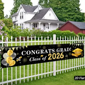 Graduation Decorations Banner Black Gold Congrats Class of 2026 Graduation Yard Banner Congratulations Graduates Yard Sign for 2026 College High School Graduation Party Supplies Indoor Outdoor Decor