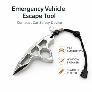 Car Emergency Window Breaker Tool – Stainless Steel Compact Auto Escape Device with Seatbelt Cutter & Keychain Carry