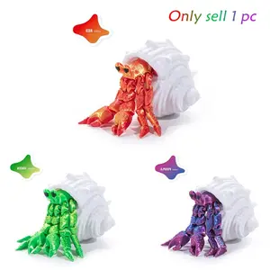 3D Printed Fun Hermit Crab Model, Detachable Jointed Figure, Articulating Animal Figurines, Indoor Outdoor Decor, Aquarium Theme Decoration, Perfect Gift for Holidays