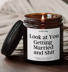 [Sale Up To 35%] Look At You Getting Married Scented Candle, Funny Engagement Gift for Bride, Best Friend Bridal Shower Decor, Natural Soy Wax Aromatherapy, Wedding Celebration