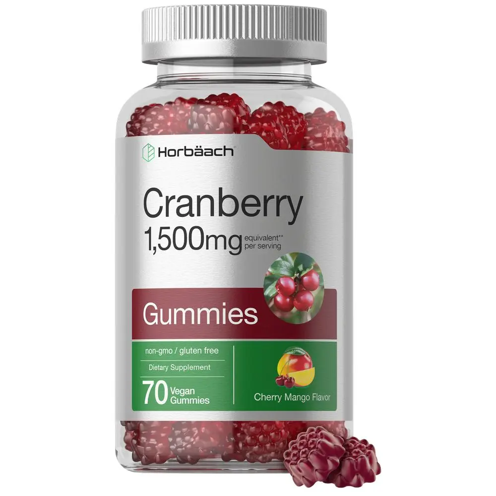 Horbäach Cranberry Gummies | 70 Count | Vegan, Non-GMO, and Gluten Free Supplement | High Potency Extract Formula
