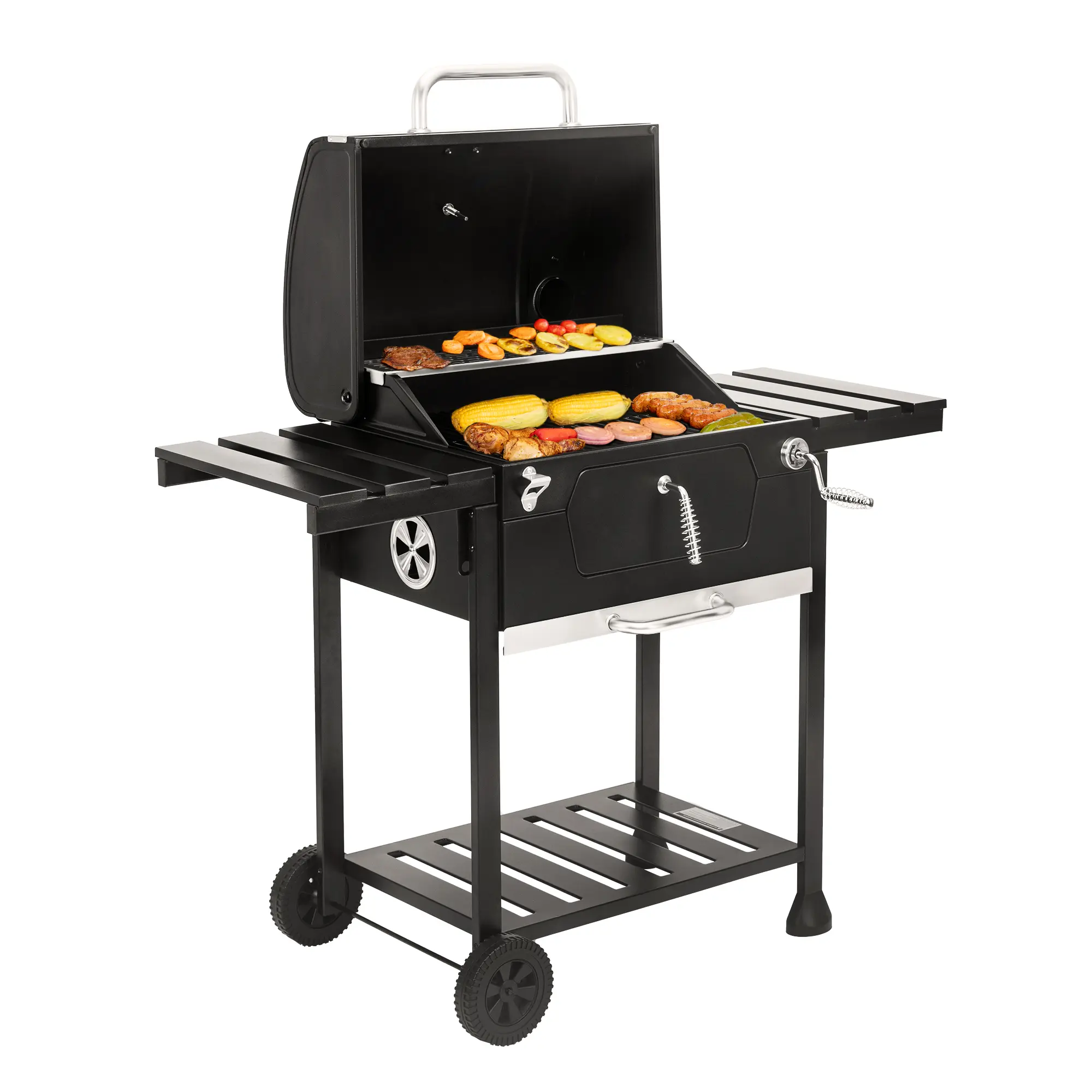 Royal Gourmet 24-Inch Movable Charcoal BBQ Grill with Foldable Side Tables, Patio grilling, Grill Charcoal, Outdoor Grills & Smokers Home Portable Bbqs Modern Steel