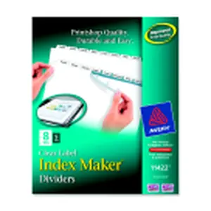 Avery Index Maker Reinforced Edge Index Divider with Numbered Labels & Stickers, 11x8.5 in, 8-Tab, Clear, Pack of 5