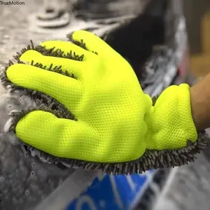 Double-Sided Car Wash Gloves - Premium Microfiber Coral Velvet Scratch Free Cleaning Sponge for Car Detailing & Washing