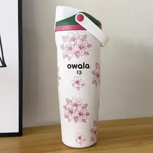 Owala FreeSip Sway 30oz Zalea Masters Theme Golf Water Bottle NEW 2-in-1 Sip or Chug Leak-Proof BPA-Free Elegant Floral Design for Gym Outdoor Activities
