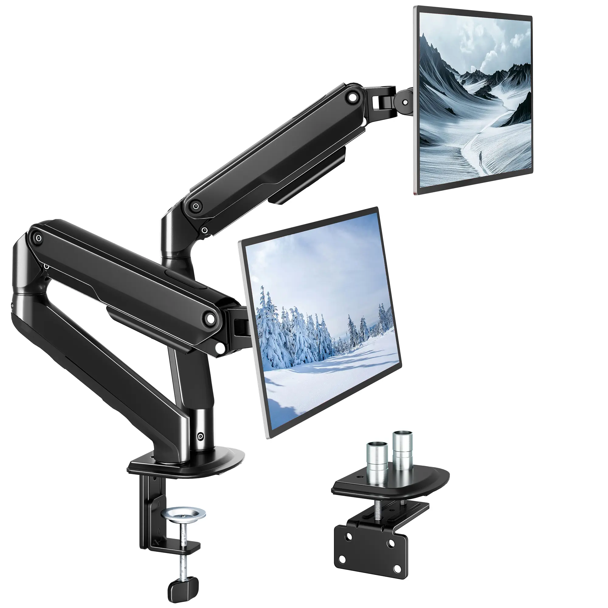 monTEK Single/Dual Monitor Arm, 17–32" Screen, Full Motion Adjustment,20 lbs Mechanical Spring Arm, Heavy Duty Steel, Stable,Desk Monitor Stand, Adjustable Monitor Arm with Clamp & Grommet, VESA 75/100