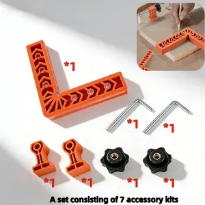 1 Set 7Pcs 90 Degree Right Angle Clamps ABS F-Clamp Precision Corner Clamp for Woodworking Picture Frame Box Drawer Assembly