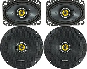 KICKER CS Series Car Speaker Package – 6.5-Inch & 4x6-Inch 4-Ohm Coaxial Speakers (4 Speakers Total), Full-Range Car Audio Upgrade, High-Power Performance, Enhanced Bass Response, Clear Vocals, Durable Construction for Factory & Custom Stereo Systems