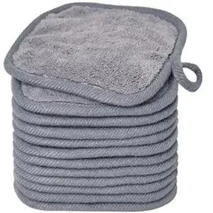 Makeup Remover Cloths for Face, Eye, Lips - Reusable Makeup Remover Pads Soft Microfiber Facial Cleansing Cloths 5 x 5inch 12 Pack (Gray) Color Cosmetic Cleanser