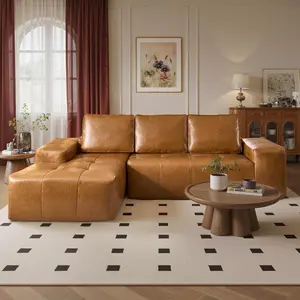 【2 packages Delivery】Modular PU Leather L-Shaped Cloud Sectional Couch with Comfy Chaise,Viral Boneless&Modern L Shape Sofa for Living Room Bedroom Apartment Lounge,No Assembly