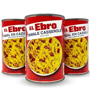 El Ebro Cuban-Style Canned Traditional Pork Tamales in Cazuela, 15 oz Each, Room-Temp Pack of 3, Pantry Food, Canned Tamales