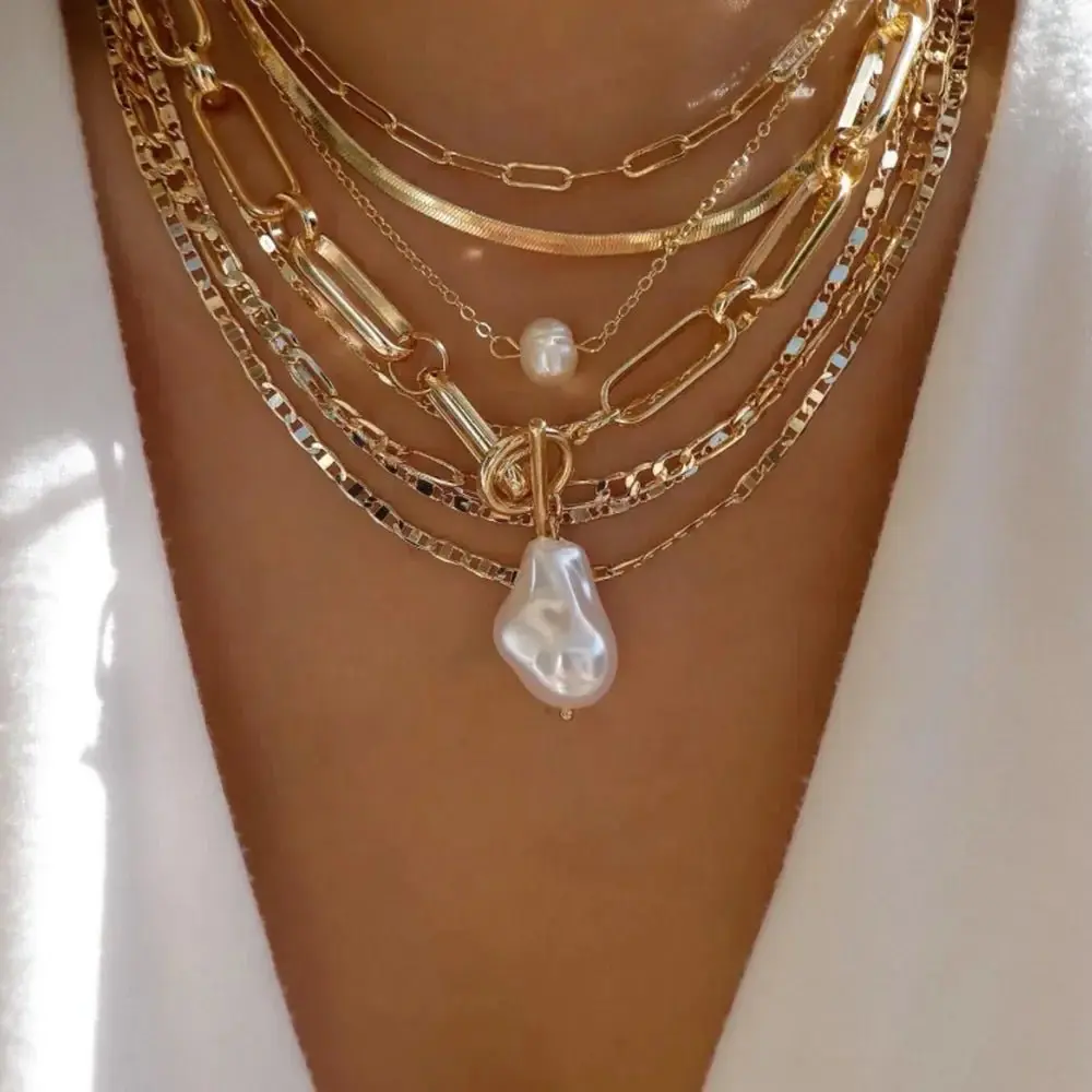Boho Multi-Layer Necklace Set | Gold Crystal Pendant Multiple Styles