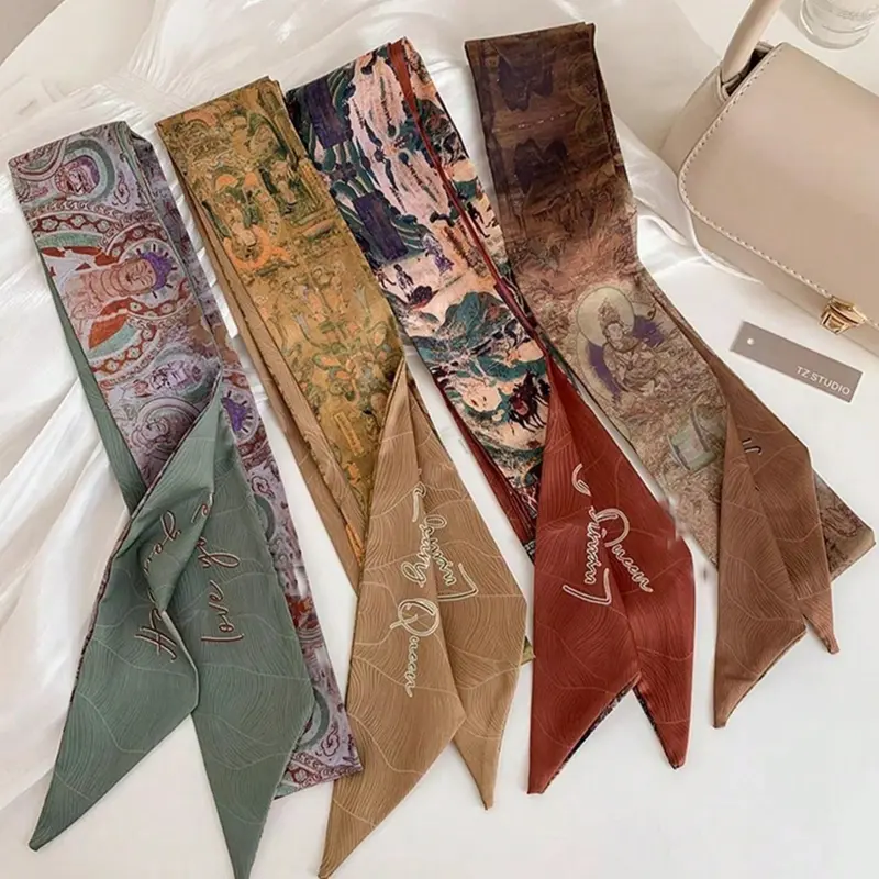 Women's New Chinese Style Vintage Print Scarf Headband Set, Casual Elegant Daily Wear, Dating Travel Multi-Functional Gift Hair Band, Casual Soft Scarf, Versatile Headscarf, Vintage Print Headscarves, Fashion Hair Scarves