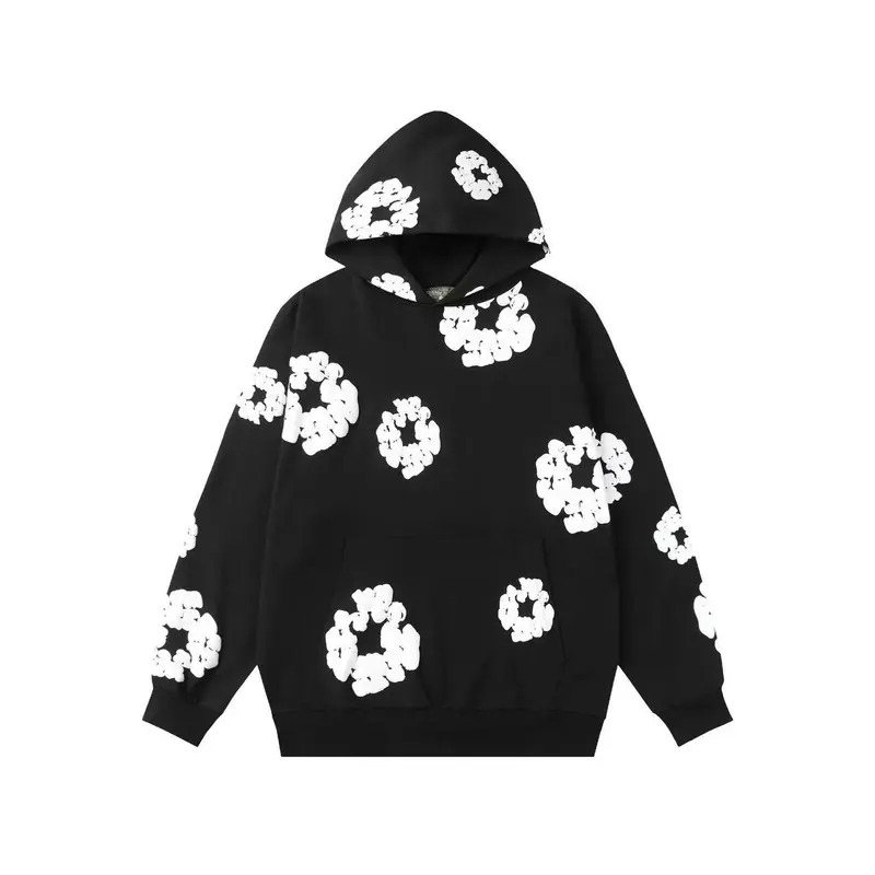 Denim Tears Y2K Hoodie Women's and Men's AestheticHoodie Casual Retro Large Pullover Harajuku Jacket with Unique Floral Print