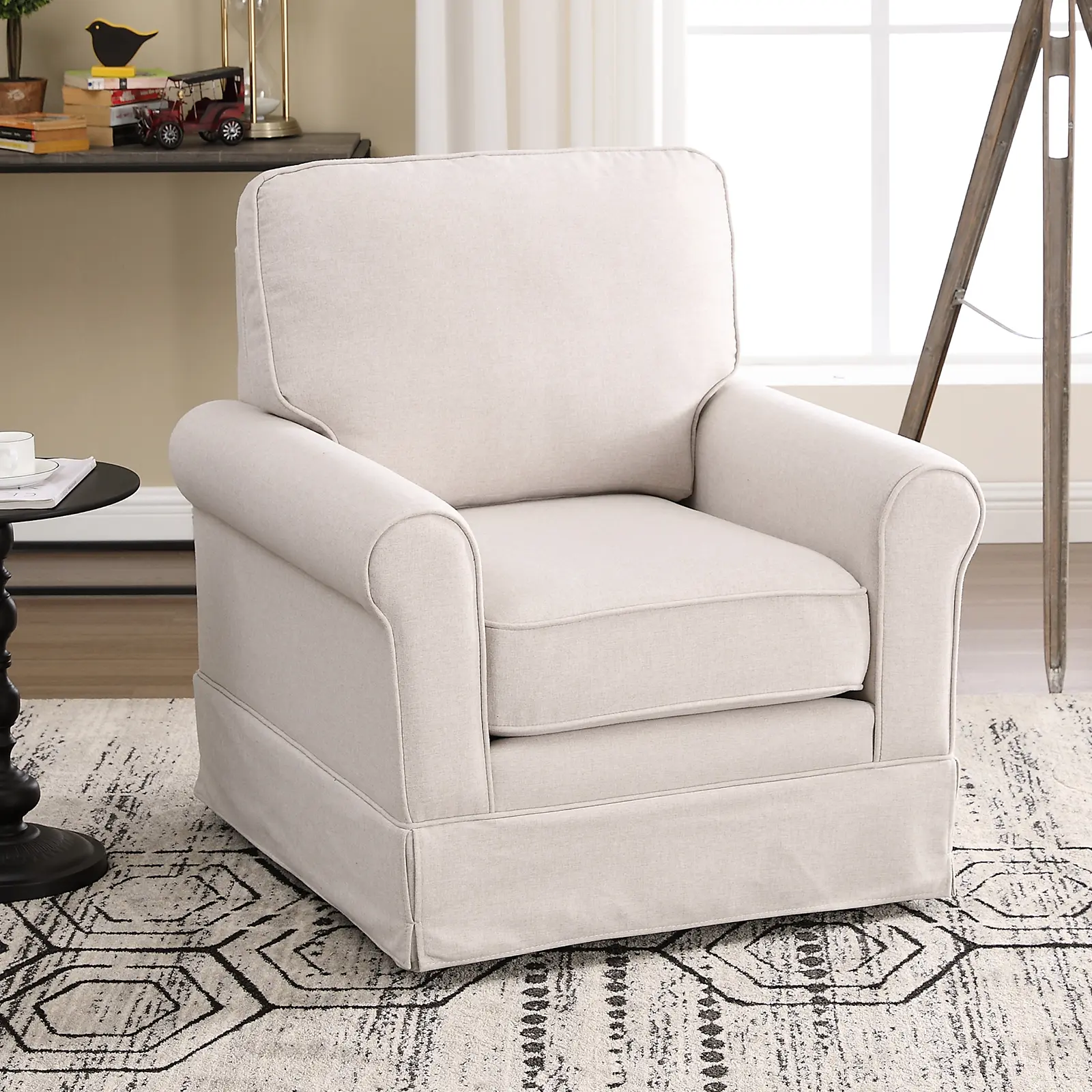 Ebello Mid-Century Modern Chair – Upholstered Reading Armchair with Waist Cushion – Perfect for Bedroom, Sunroom, or Living Room – Spring Promo Ebello