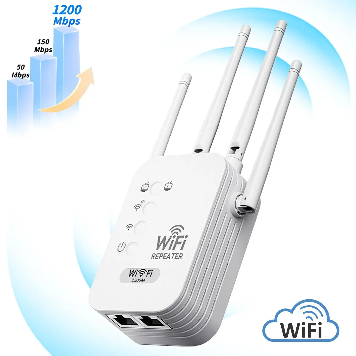 WiFi Extender, Wi Fi Extenders Signal Booster For Home, WiFi Repeater Extender, 1200mbps Dual Band WiFi Signal Booster (2.4g/5g), 4 Antennas, WiFi Range Extender, WiFi Extender With Ethernet Port, Covers 6000 Sq Ft