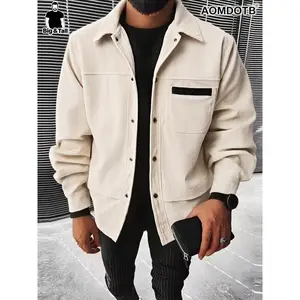Men's Oversized Corduroy Shirt Jacket, Casual Fashion Button Front Coat, Warm Long Sleeve Lapel Design, Fall & Winter Wear