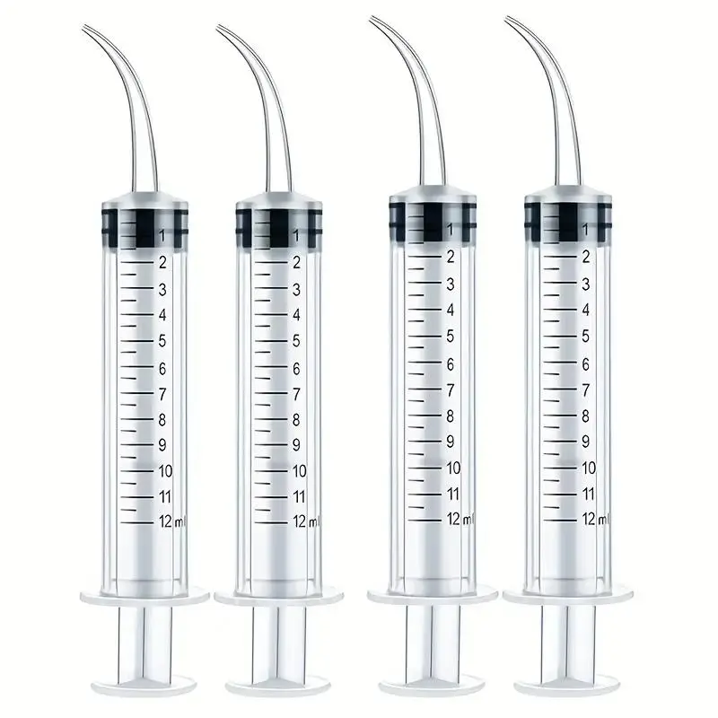 4pcs 0.41oz Reusable Plastic Syringes with Accurate Measurement Markings, Durable Measuring Tools for Pet Care, Healthcare Dosing & Lab Use, Sturdy High-Quality Plastic