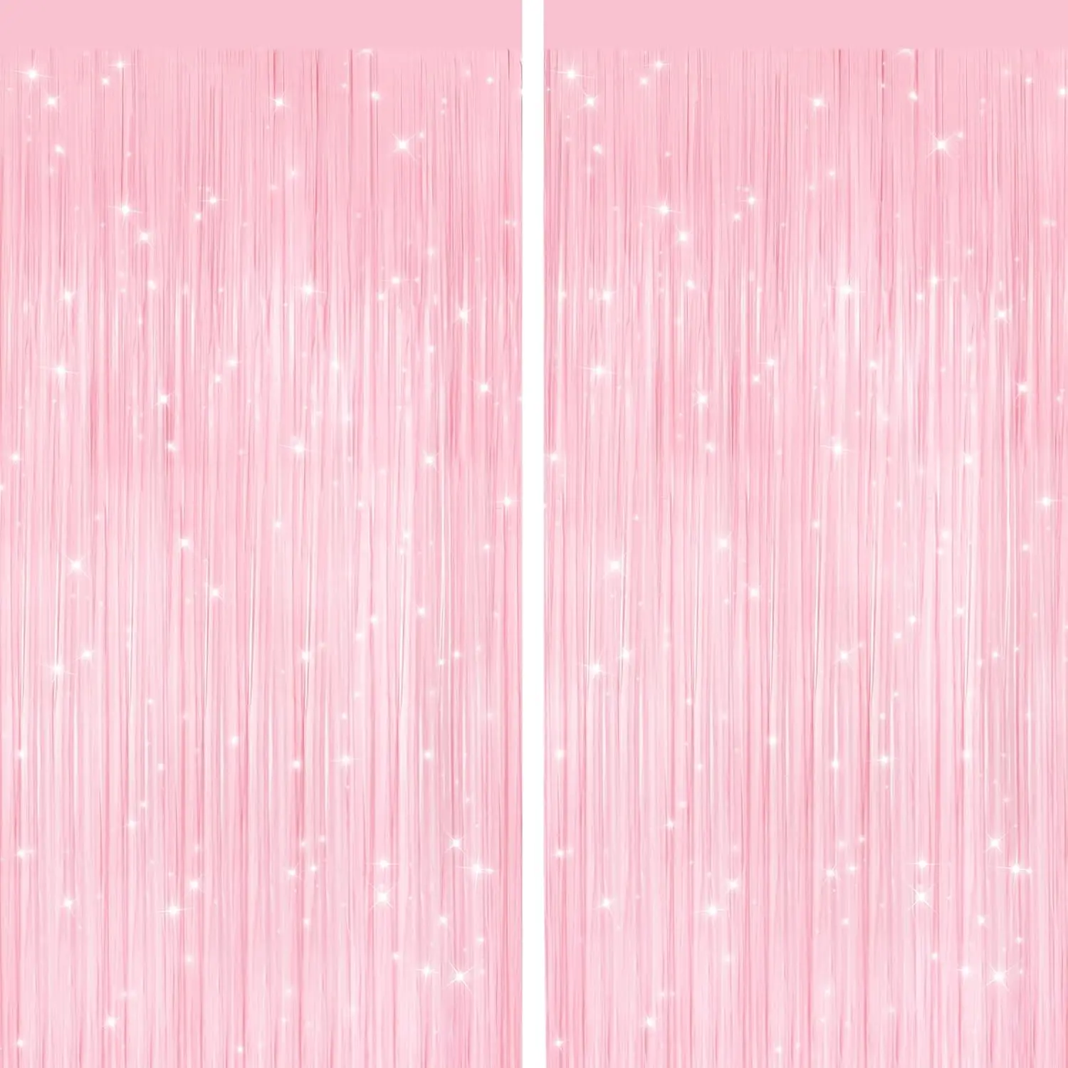 2 Pack Pastel  Metallic Tinsel Foil Fringe Curtains, Door Streamers Photo Booth Backdrop for Birthday Party, Tinsel Curtain Backdrop for  Shower Bachelorette Christmas Party Decorations